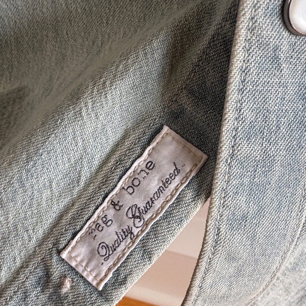 Rag & Bone Light Blue Denim Button-Down Western Shirt - Picture 3 of 4